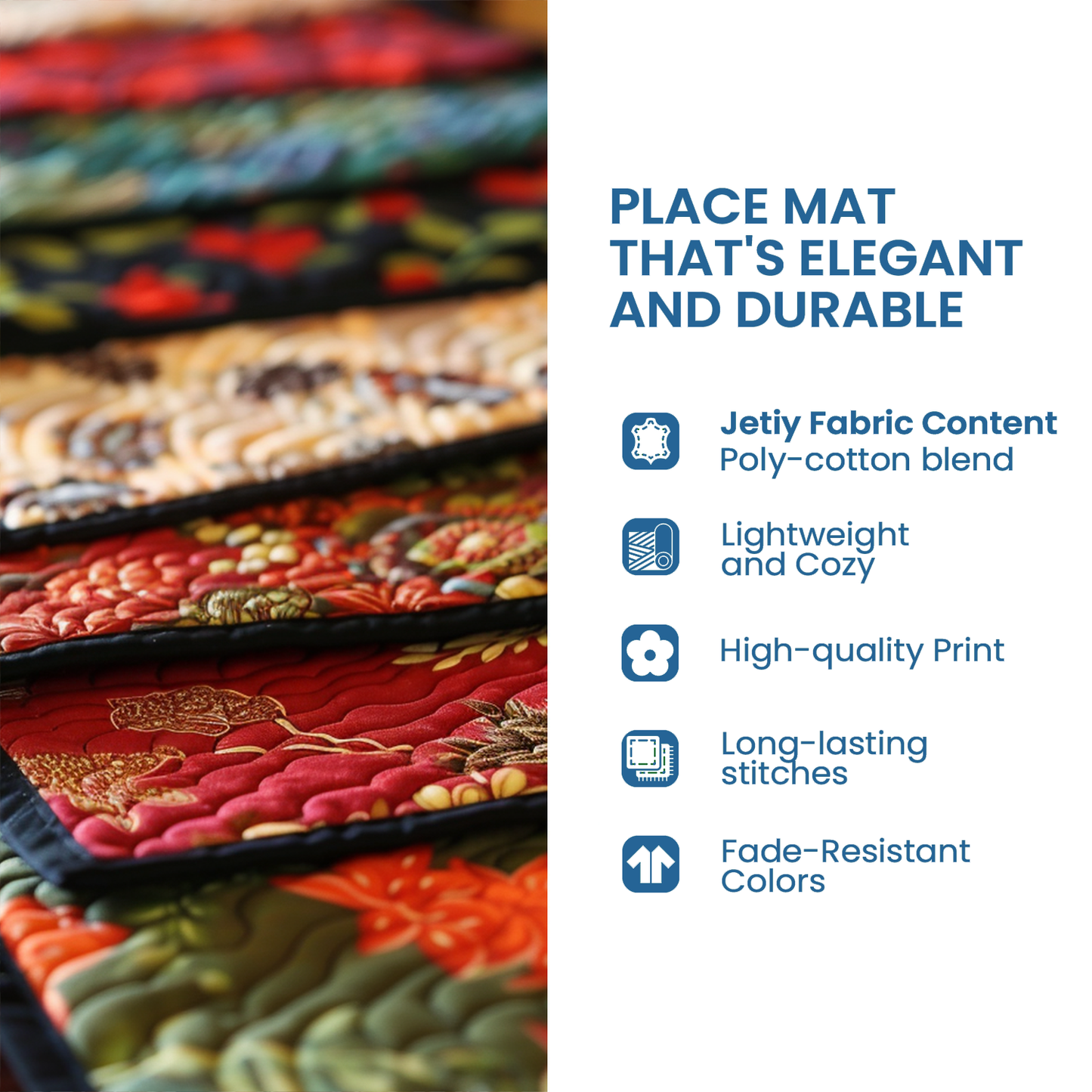 Vibrant Floral Chicken Quilted Place Mat NCU0TL225