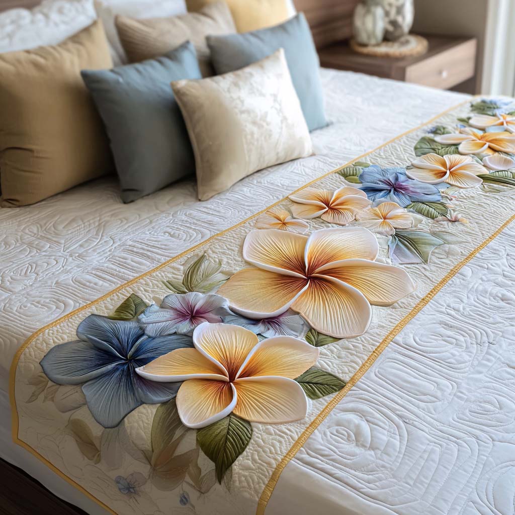 Plumeria Garden Quilted Bed Runner NCU0NT8590