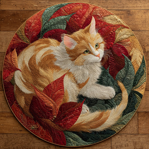 Poinsettia Dream Quilted Round Mat NCU0DH363