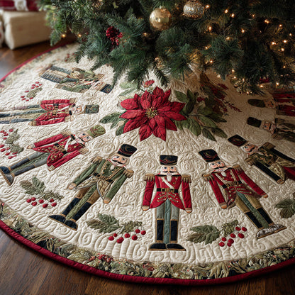 Poinsettia Guard Christmas Quilted Tree Skirt NCU0DH401