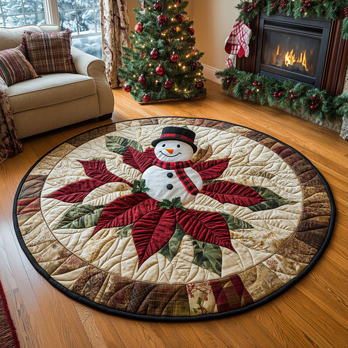 Poinsettia Smile Quilted Round Mat NCU0DH371