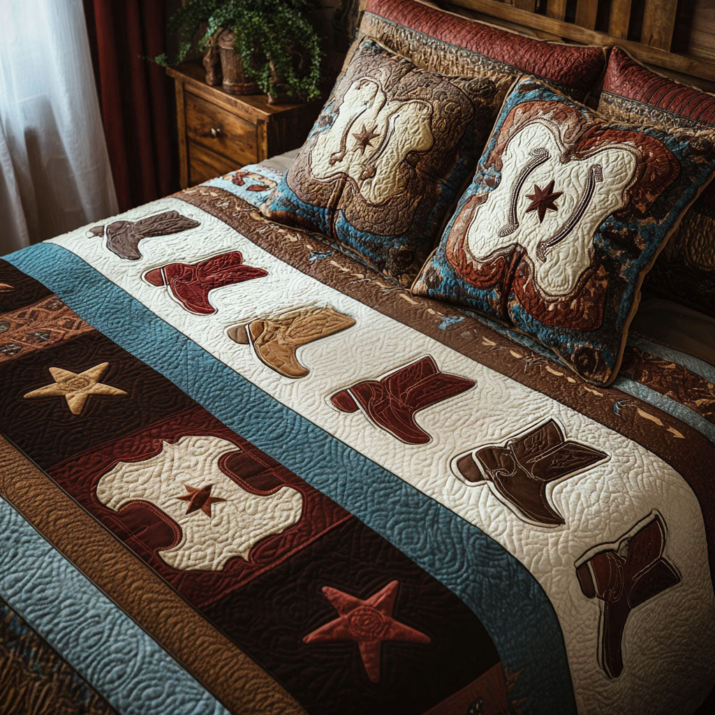 Prairie Boot Parade 3-Piece Quilted Bedding Set NCU0TP0085