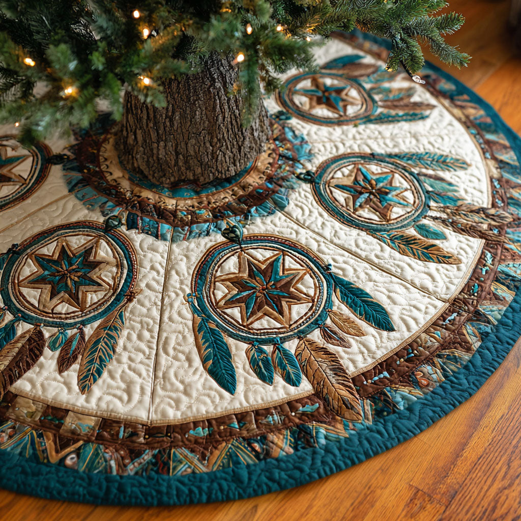 Prairie Feathers Christmas Quilted Tree Skirt NCU0TV905