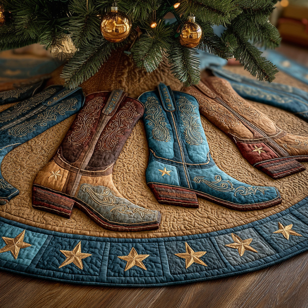Prairie Sky Boot Christmas Quilted Tree Skirt NCU0DH544