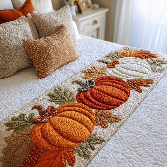 Pumpkin Leaf Charm Quilted Bed Runner NCU0NT8574