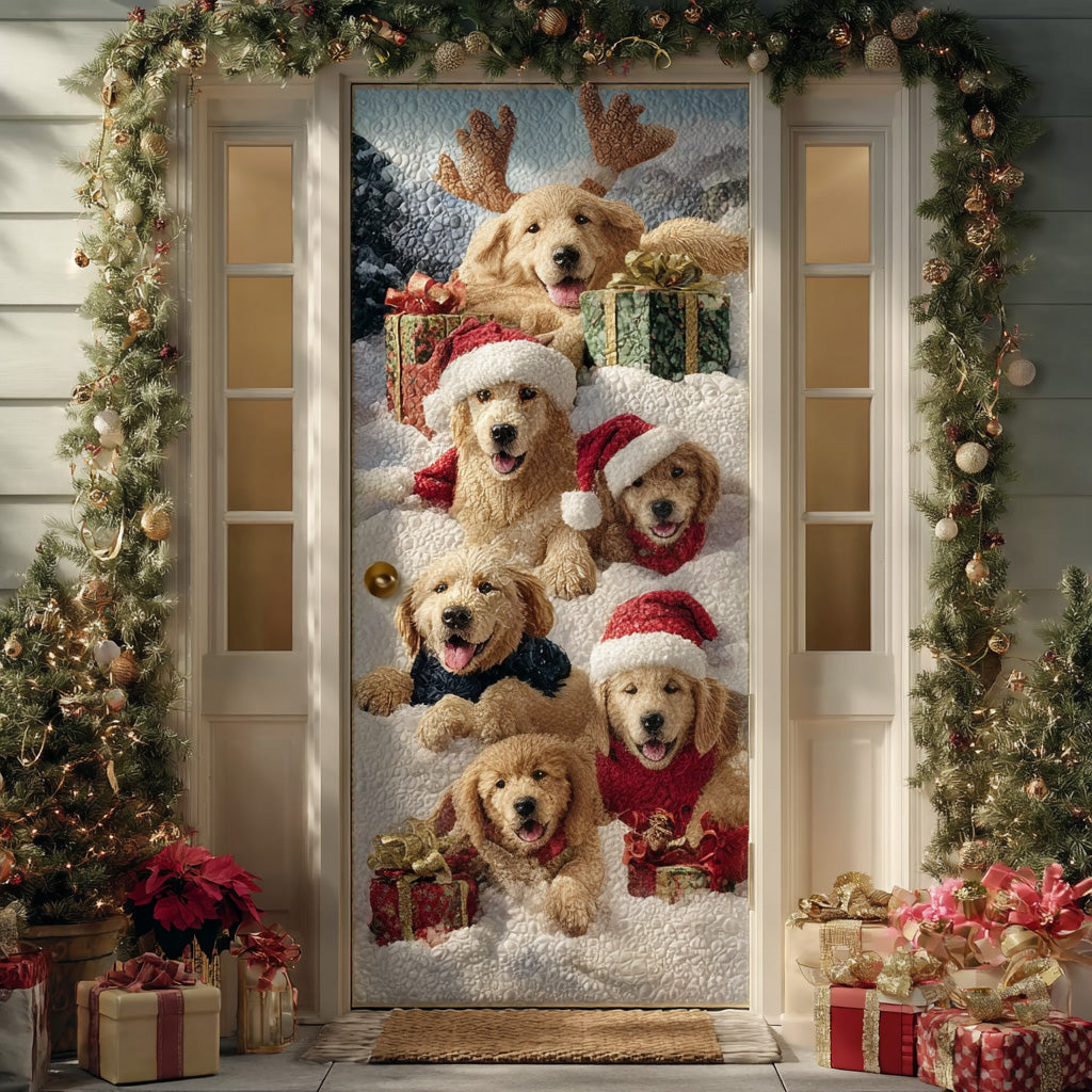 Puppy Snow Parade Quilted Door Cover NCU0DH421