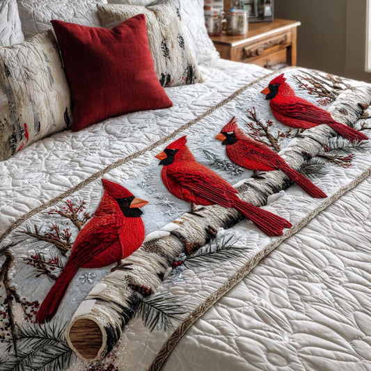 Red Cardinals Quilted Bed Runner NCU0NT9897