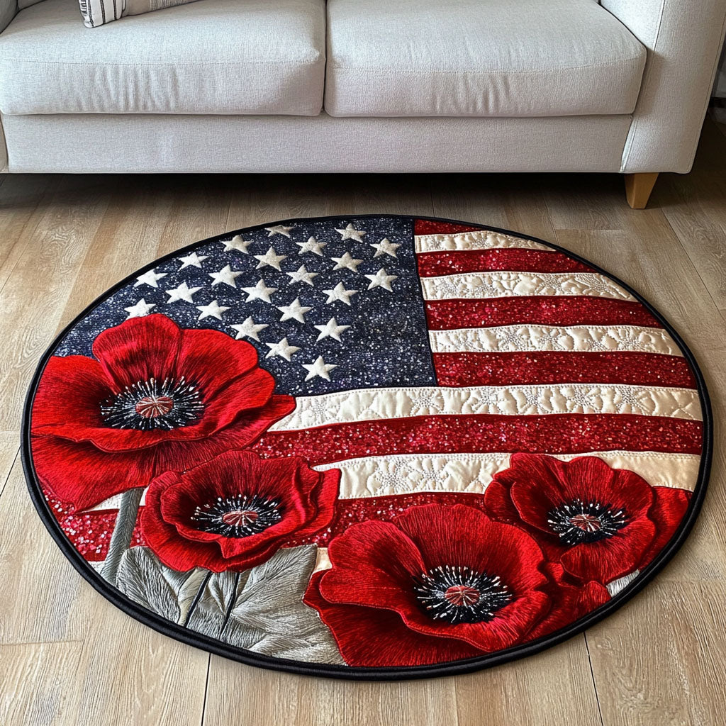 Red Poppies Quilted Round Mat NCU0NT6606