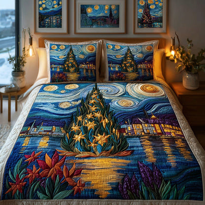 Reflections of Christmas Night 3-Piece Quilted Bedding Set NCU0DH435