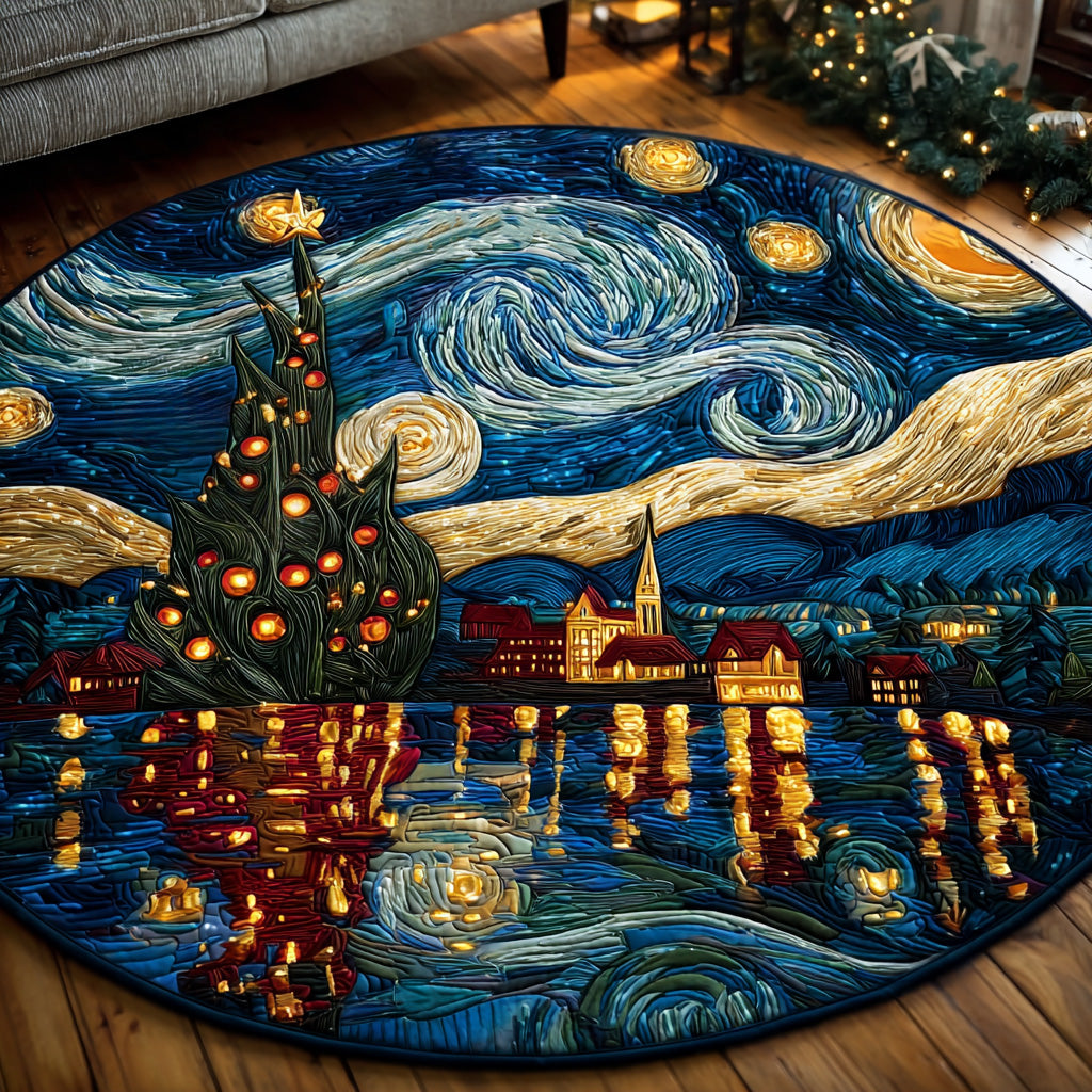 Reflections of Christmas Night Quilted Round Mat NCU0DH464