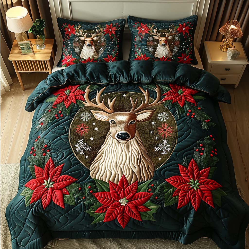 Regal Stag 3-Piece Quilted Bedding Set NCU0QQ022