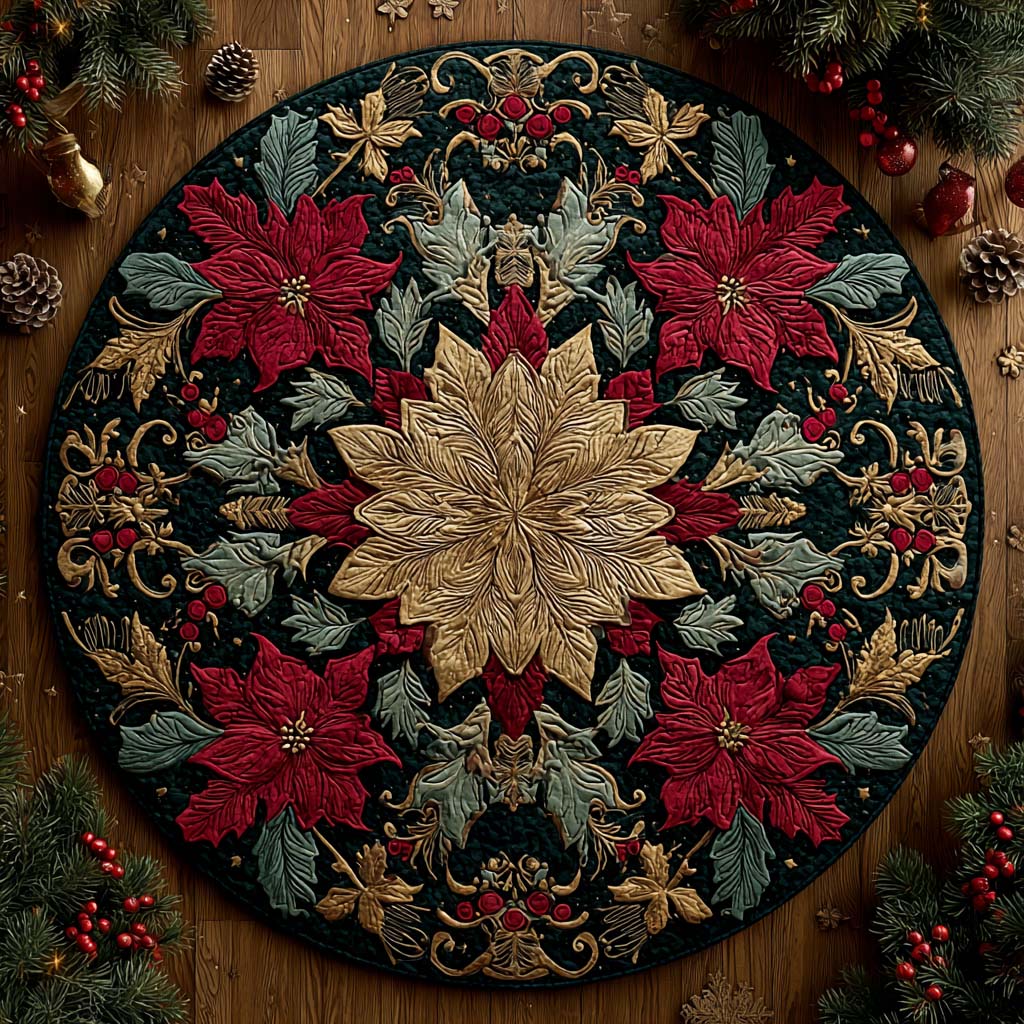 Regal Winter Bloom Quilted Round Mat NCU0QQ091