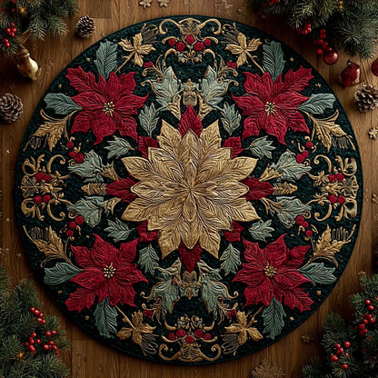 Regal Winter Bloom Quilted Round Mat NCU0QQ091