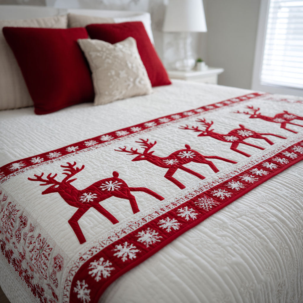 Reindeer Delight Quilted Bed Runner NCU0DK10012
