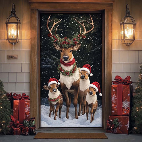 Reindeer Family Quilted Door Cover NCU0TN24