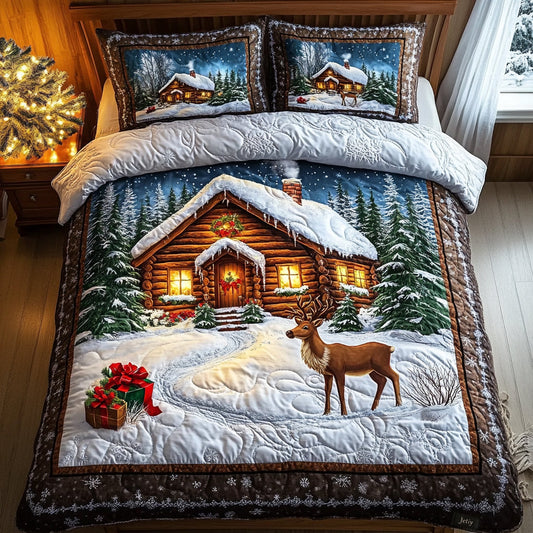 Reindeer Magic 3-Piece Quilted Bedding Set NCU0DV1739