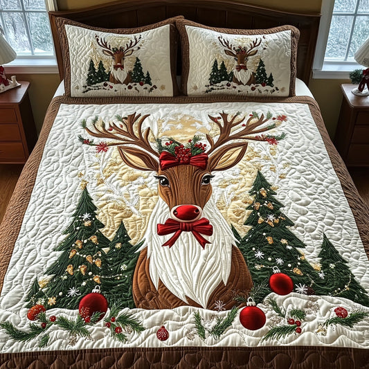 Reindeer Majesty 3-Piece Quilted Bedding Set NCU0DV1812