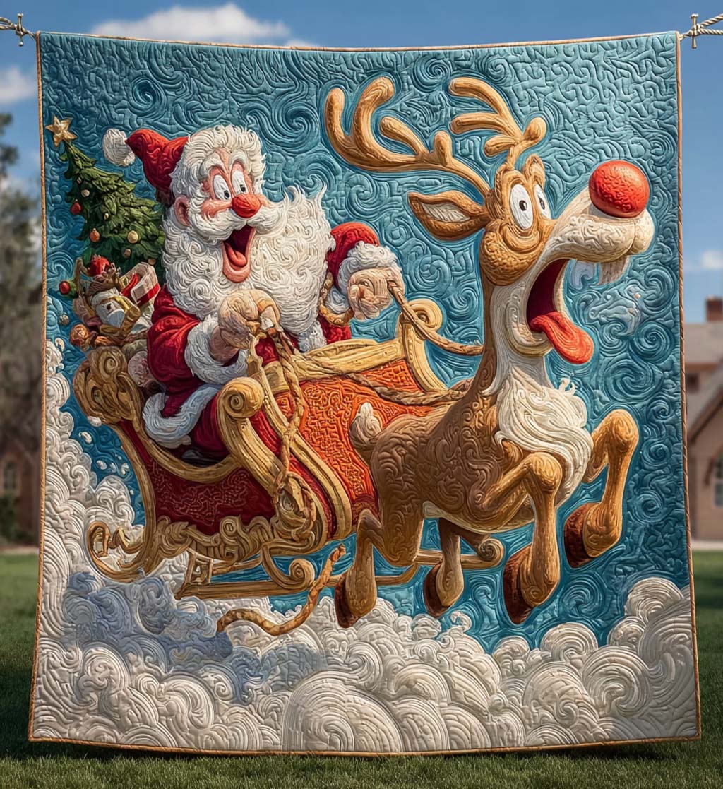Reindeer Ride Quilted Blanket NCU0HT023