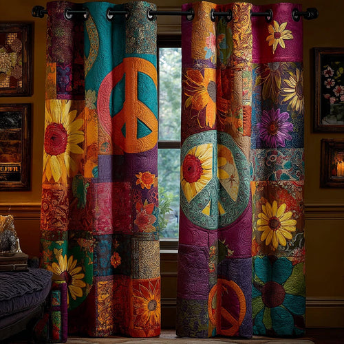 Retro Peace Quilted Curtains NCU0VD034