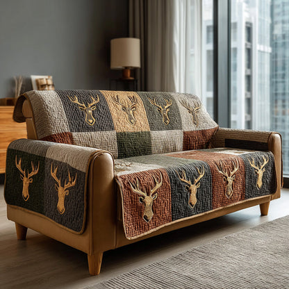 Rustic Antler Quilted Sofa Cover NCU0DH573