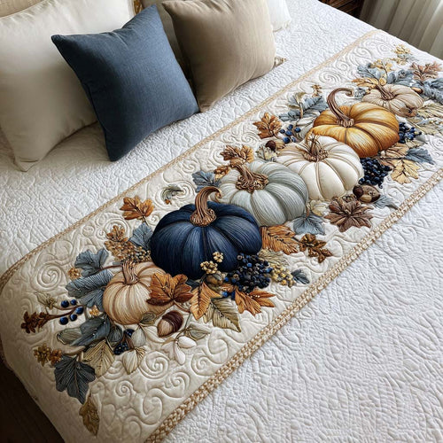 Rustic Blue Harvest Quilted Bed Runner NCU0NT8575