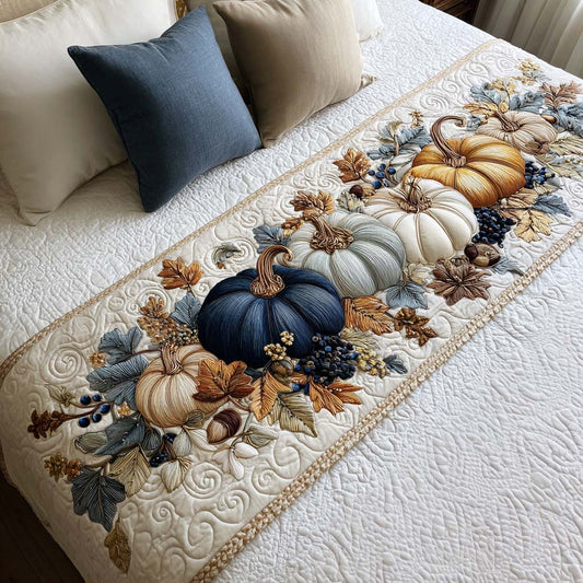 Rustic Blue Harvest Quilted Bed Runner NCU0NT8575