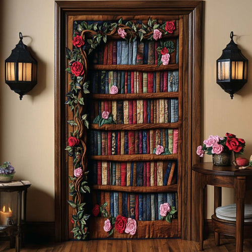 Rustic Bookcase Quilted Door Cover NCU0TN66