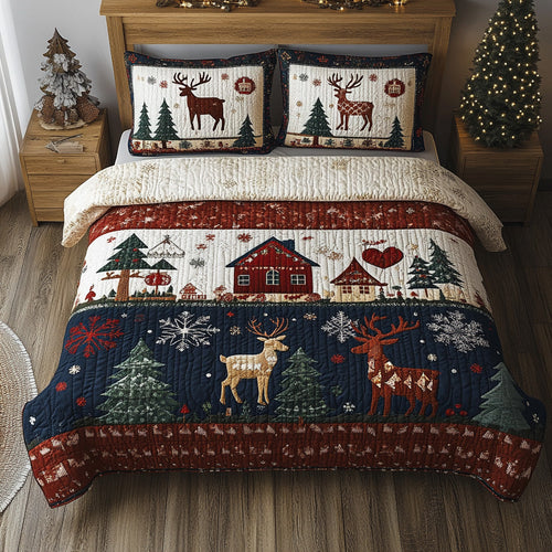 Rustic Noel 3-Piece Quilted Bedding Set NCU0VL2941
