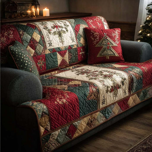 Rustic Noel Patchwork Quilted Sofa Cover NCU0QQ116
