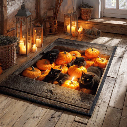 Rustic Pumpkin Cats Area Rug NCU0XD918