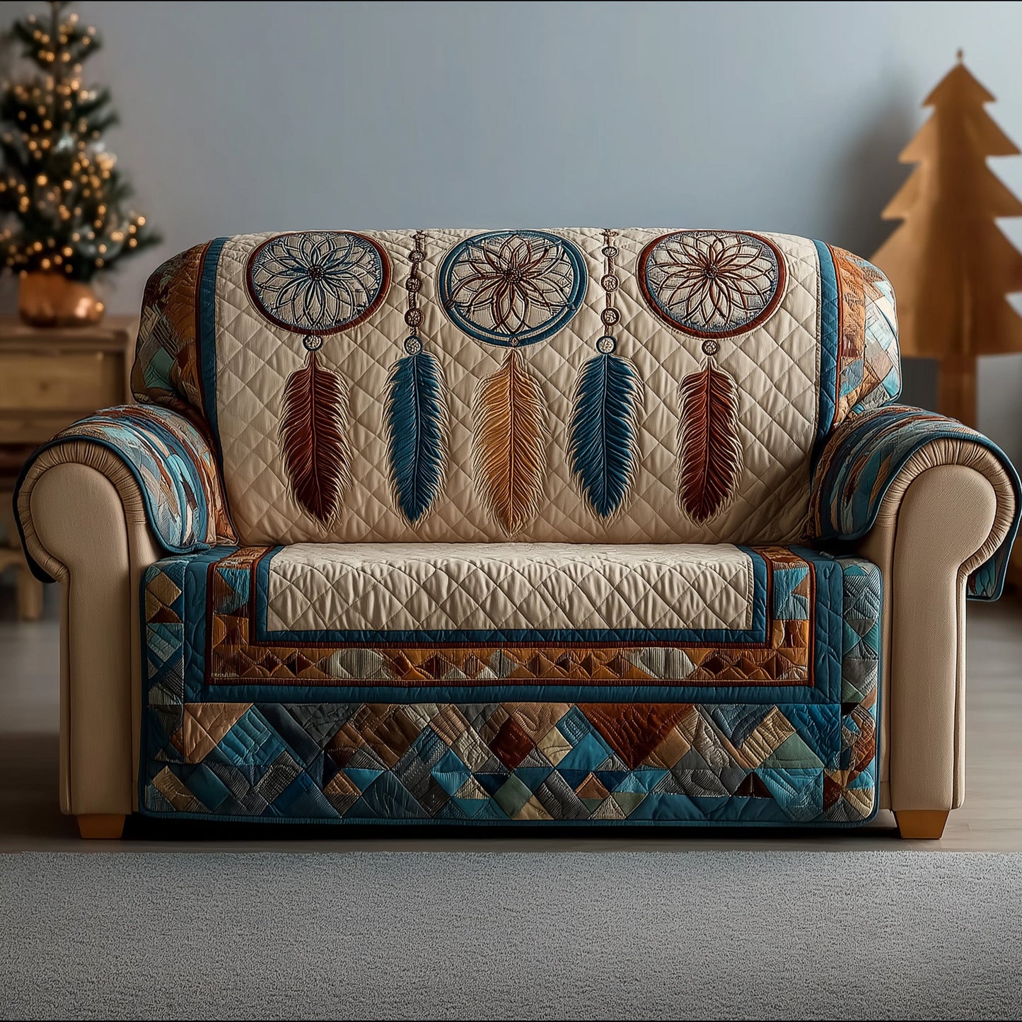 Sacred Ember Path Quilted Sofa Cover NCU0DH531