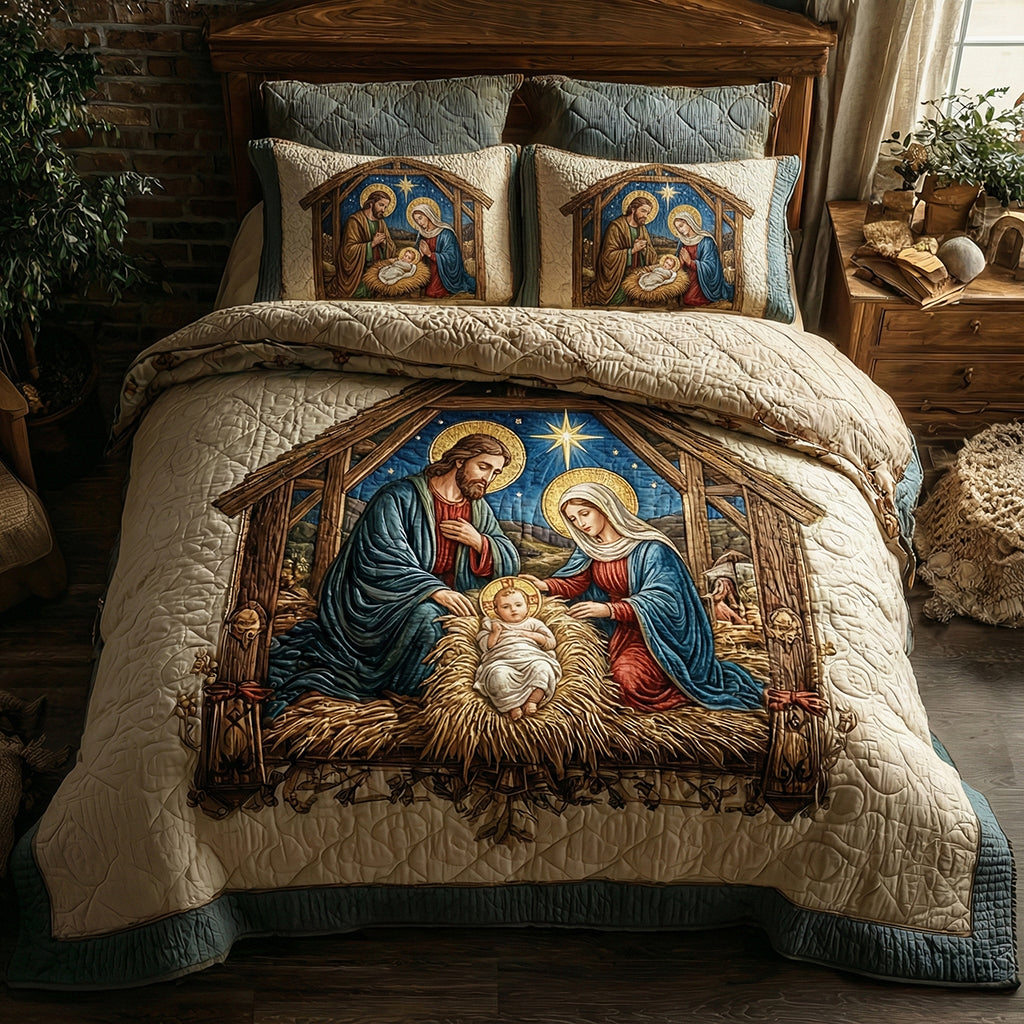 Sacred Manger 3-Piece Quilted Bedding Set NCU0DH619