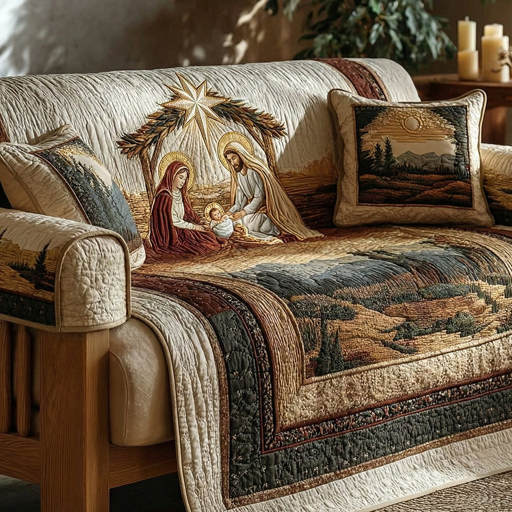 Sacred Star Nativity Quilted Sofa Cover NCU0DH629