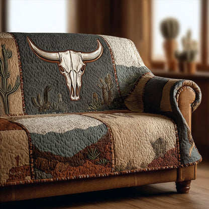 Sagebrush Longhorn Desert Quilted Sofa Cover NCU0DH584