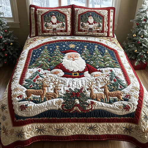Santa Christmas Joyride 3-Piece Quilted Bedding Set NCU0DV1733