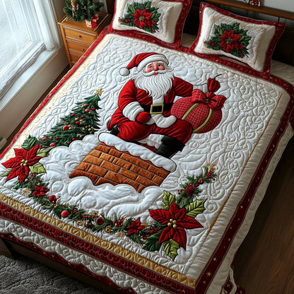 Santa Gift Bag 3-Piece Quilted Bedding Set NCU0DV1799