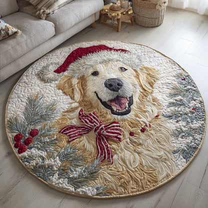 Santa Golden Retriever Quilted Round Mat NCU0HH172