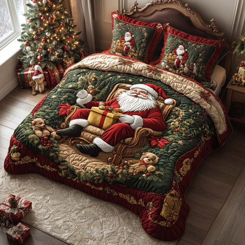 Santa Moment 3-Piece Quilted Bedding Set NCU0DV2171