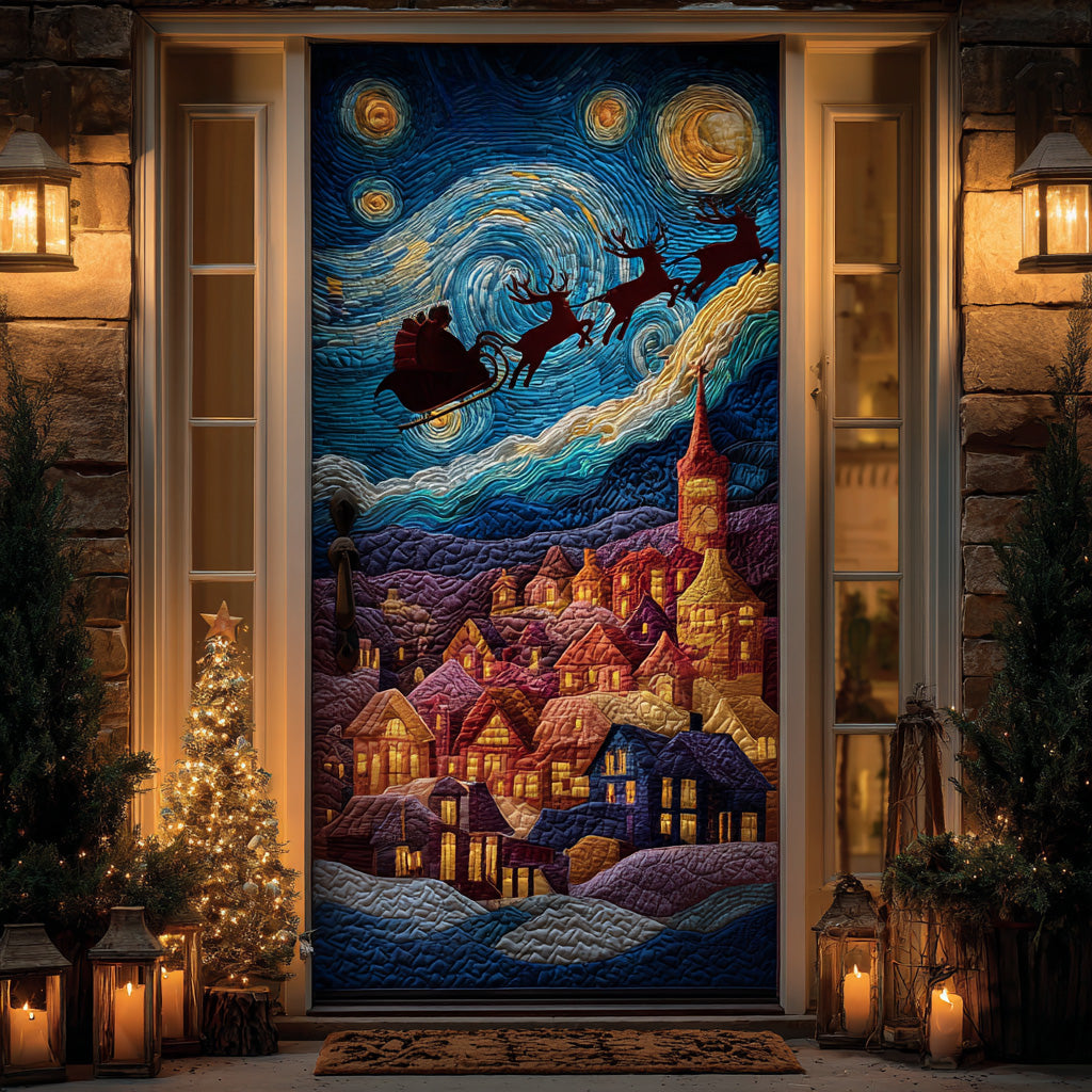 Santa Over the Starry Sky Quilted Door Cover NCU0DH428