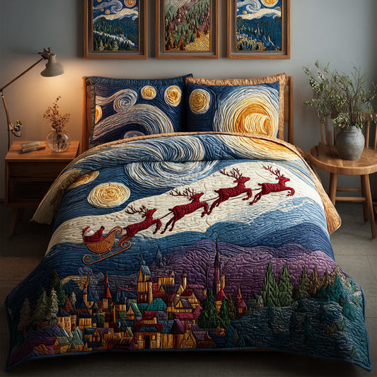 Santa Starry Flight 3-Piece Quilted Bedding Set NCU0DH437