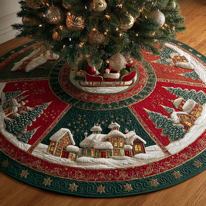 Santa Village Christmas Quilted Tree Skirt NCU0DH391