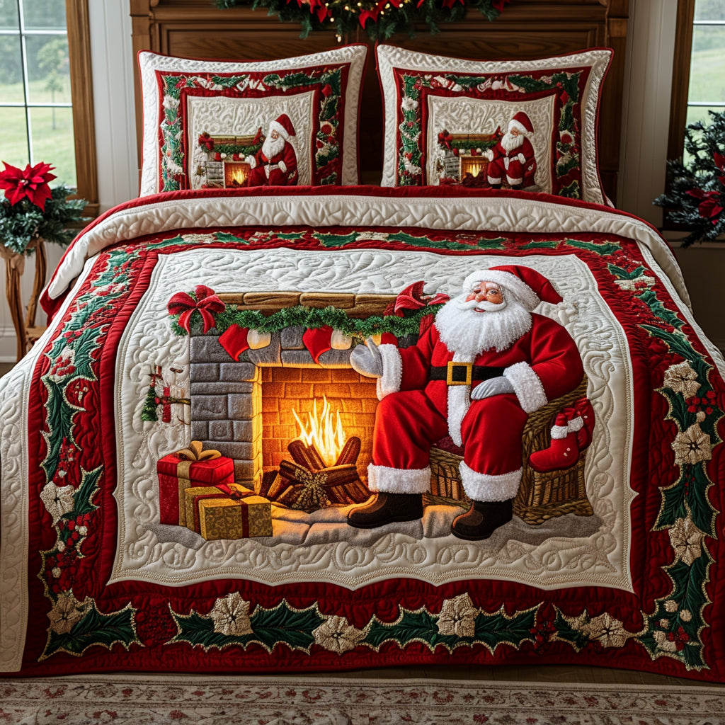 Santa Warmth 3-Piece Quilted Bedding Set NCU0DV1809