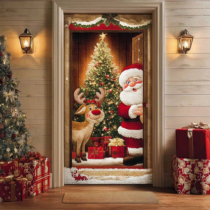Santa and Rudolph Quilted Door Cover NCU0TN25