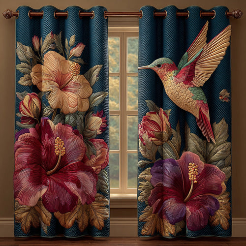Sapphire Hibiscus Quilted Curtains NCU0DH668