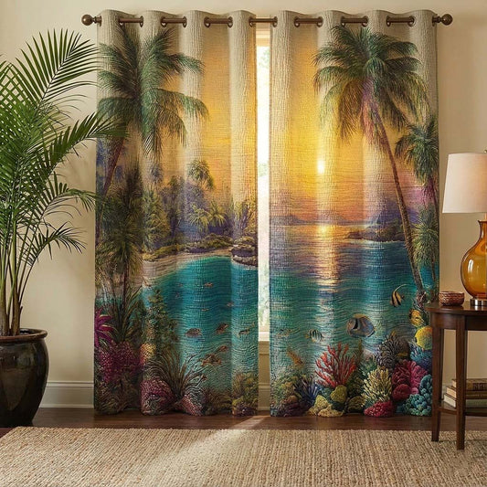 Seaside Light Quilted Curtains NCU0QQ187