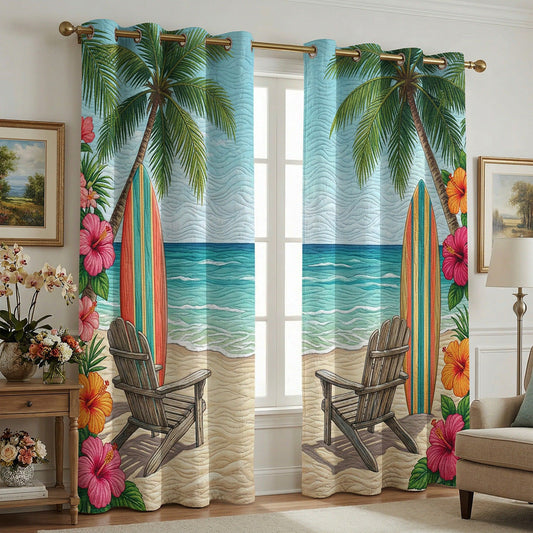 Seaside Morning Glow Quilted Curtains NCU0DH963