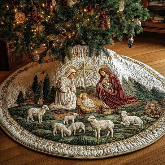Silent Night Nativity Christmas Quilted Tree Skirt NCU0DH609
