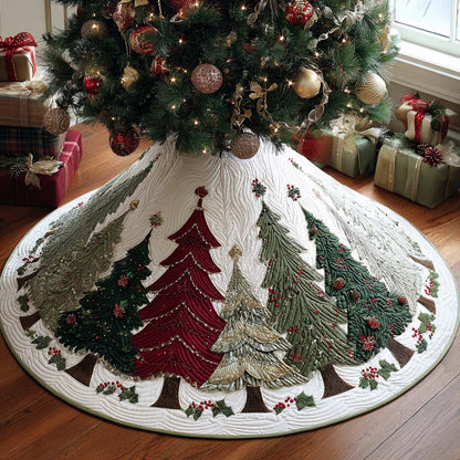 Silver Joy Christmas Quilted Tree Skirt NCU0TN95