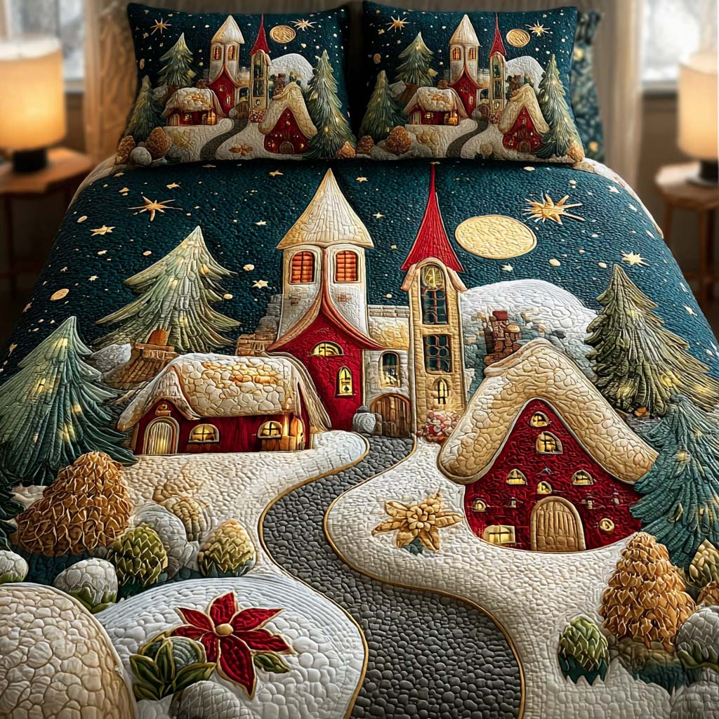 Sleep in Christmas Town 3-Piece Quilted Bedding Set NCU0HT002