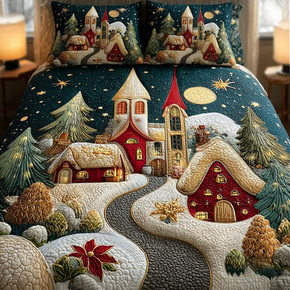 Sleep in Christmas Town 3-Piece Quilted Bedding Set NCU0HT002